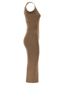 Elisabetta Franchi Knitted Dress With Shiny Viscose Bands
