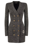 Elisabetta Franchi Double Breasted Robe Manteau mit Logo -Patch