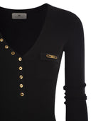 Elisabetta Franchi Ribbed Knit Dress With Pocket
