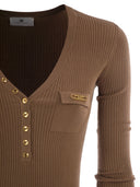 Elisabetta Franchi Ribbed Knit Dress With Pocket