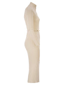 Elisabetta Franchi Openwork Knit Dress With Jewelled Belt