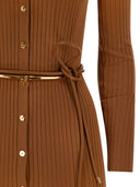 Elisabetta Franchi Openwork Knit Dress With Jewelled Belt