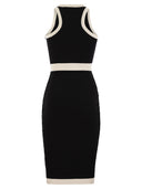 Elisabetta Franchi Abito Midi在Viscosa浮雕的
