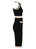 Elisabetta Franchi Abito Midi在Viscosa浮雕的