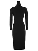 Elisabetta franchi geribbeld viscose midi -jurken met knoopsplacket