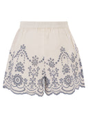 Mc2 Saint Barth Cotton Shorts With Contrasting Broderie Anglaise Embroidery
