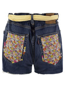 Mc2 Saint Barth Denim Shorts With Belt And Patches