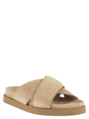 Fabiana Filippi Flat Suede Sandals With Crossed Straps