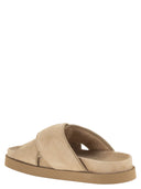 Fabiana Filippi Flat Suede Sandals With Crossed Straps