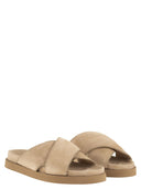 Fabiana Filippi Flat Suede Sandals With Crossed Straps