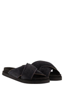 Fabiana Filippi Flat Suede Sandals With Crossed Straps