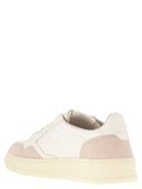 Autry Medalist Low White Leather And Suede Sneakers In Powder