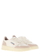 Autry Medalist Low White Leather And Suede Sneakers In Powder