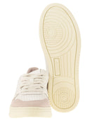 Autry Medalist Low White Leather And Suede Sneakers In Powder