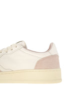 Autry Medalist Low White Leather And Suede Sneakers In Powder