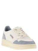 Autry Medalist Low White Leather And Suede Sneakers In Powder