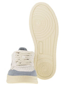 Autry Medalist Low White Leather And Suede Sneakers In Powder