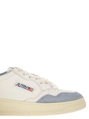 Autry Medalist Low White Leather And Suede Sneakers In Powder