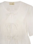 Mc2 Saint Barth Broderie Anglaise Top With Bow Fastenings
