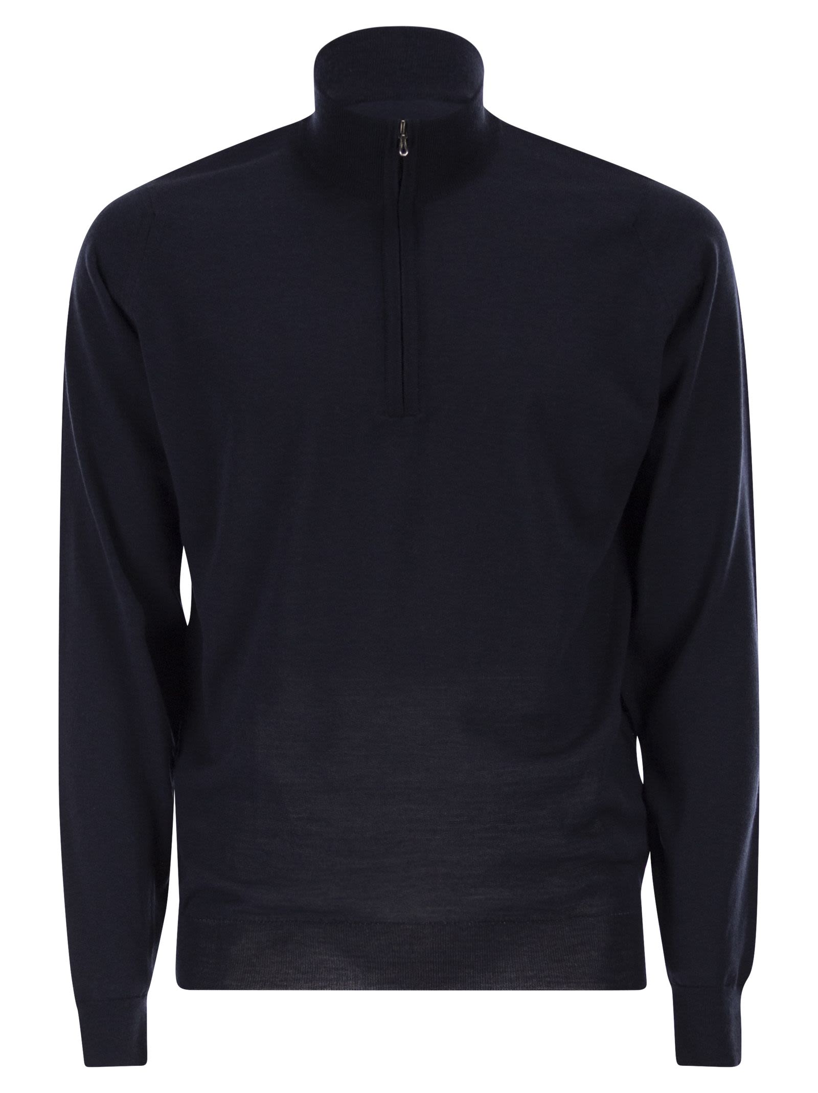 John Smedley Barrow trui met hoge hals en halve ritssluiting