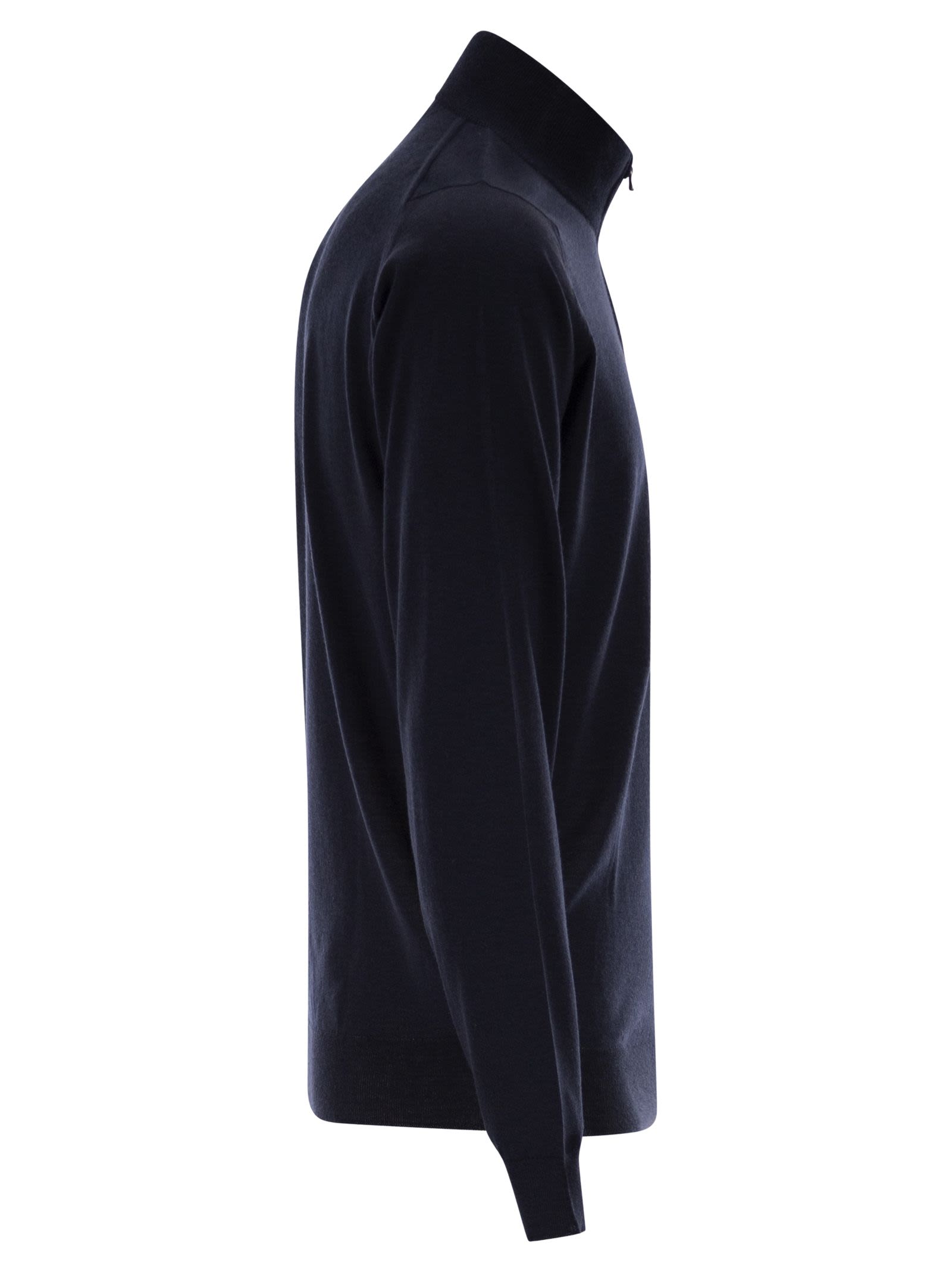 John Smedley Barrow trui met hoge hals en halve ritssluiting