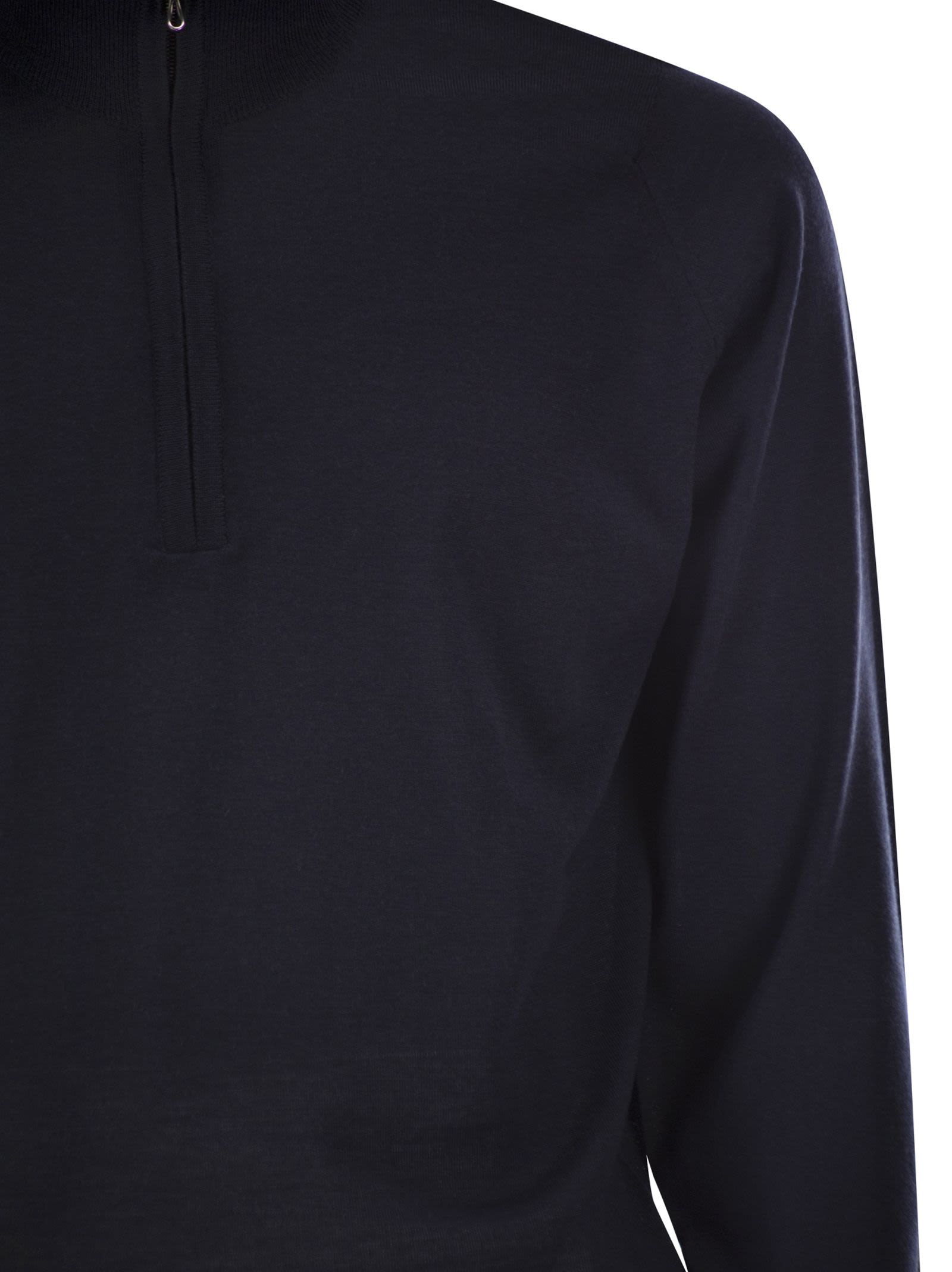 John Smedley Barrow trui met hoge hals en halve ritssluiting
