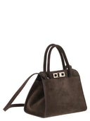 Fabiana Filippi Suede Leather Top Handle Bag With Shoulder Strap