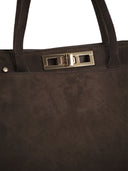 Fabiana Filippi Suede Leather Top Handle Bag With Shoulder Strap