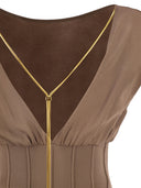 Elisabetta Franchi Knit Bodysuit With Deep Neckline And Jewel Detail