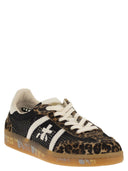 Premiata Bonnied Mesh And Animal Print Sneakers With Gum Sole