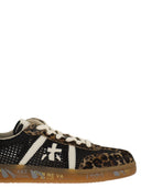 Premiata Bonnied Mesh And Animal Print Sneakers With Gum Sole