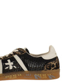 Premiata Bonnied Mesh And Animal Print Sneakers With Gum Sole