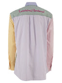 Mc2 Saint Barth Multicolour Striped Cotton Shirt With Back Embroidery