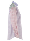 Mc2 Saint Barth Multicolour Striped Cotton Shirt With Back Embroidery