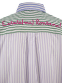 Mc2 Saint Barth Multicolour Striped Cotton Shirt With Back Embroidery