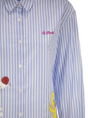 Mc2 Saint Barth Brigitte Striped Cotton Shirt With Looney Tunes Print