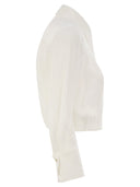 Elisabetta Franchi Georgette Cropped Shirt With Elastic Band