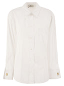 Elisabetta Franchi Striped Jacquard Poplin Shirt With Cufflinks
