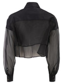 Elisabetta Franchi Cropped Cotton Shirt With Silk Organza Inserts