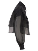 Elisabetta Franchi Cropped Cotton Shirt With Silk Organza Inserts