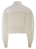 Elisabetta Franchi Cropped Cotton Shirt With Silk Organza Inserts