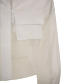 Elisabetta Franchi Cropped Cotton Shirt With Silk Organza Inserts