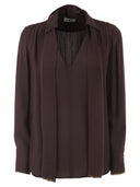 Camisa de georgette de viscosa con fajín de Elisabetta Franchi
