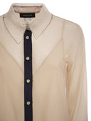 Fabiana Filippi Sheer Shirt With Matching Camisole And Embroidered Details