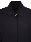 Fabiana Filippi Virgin Wool Stretch Shirt With Zama Jewel Detail