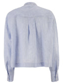 Fabiana Filippi Striped Linen Shirt With Rhinestone Details