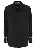 Elisabetta Franchi Poplin Shirt mit Logo auf Manschetten