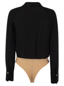 Elisabetta Franchi Georgette And Satin Body Shirt With Zip