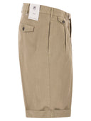 Pt Torino Tailored Bermuda Shorts In Lyocell, Linen And Cotton Blend