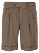 Pt Torino Tailored Bermuda Shorts In Lyocell, Linen And Cotton Blend